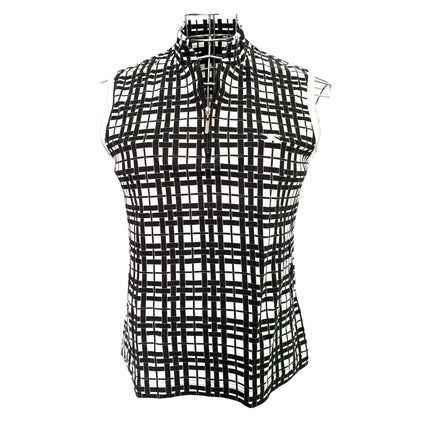 Maglia smanicata collo alto con chiusura zip