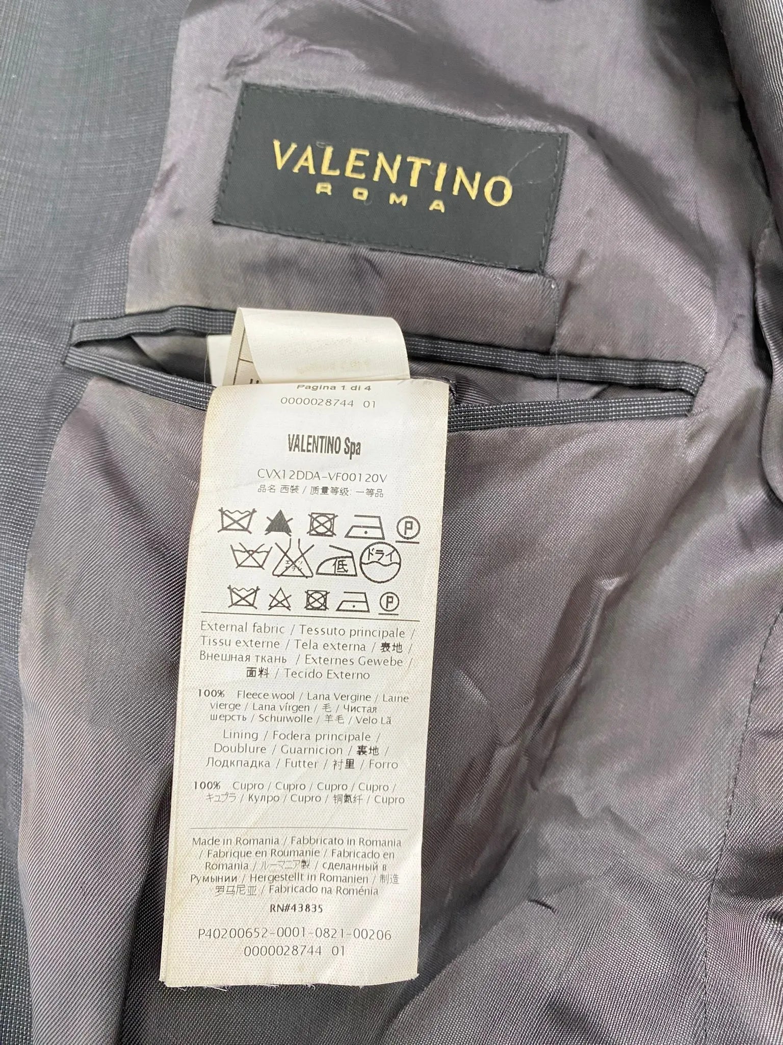 Giacca monopetto con due bottoni con rever classico VALENTINO