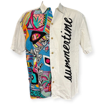 Camicia mezza manica con fantasia astratta e scritta laterale BYBLOS