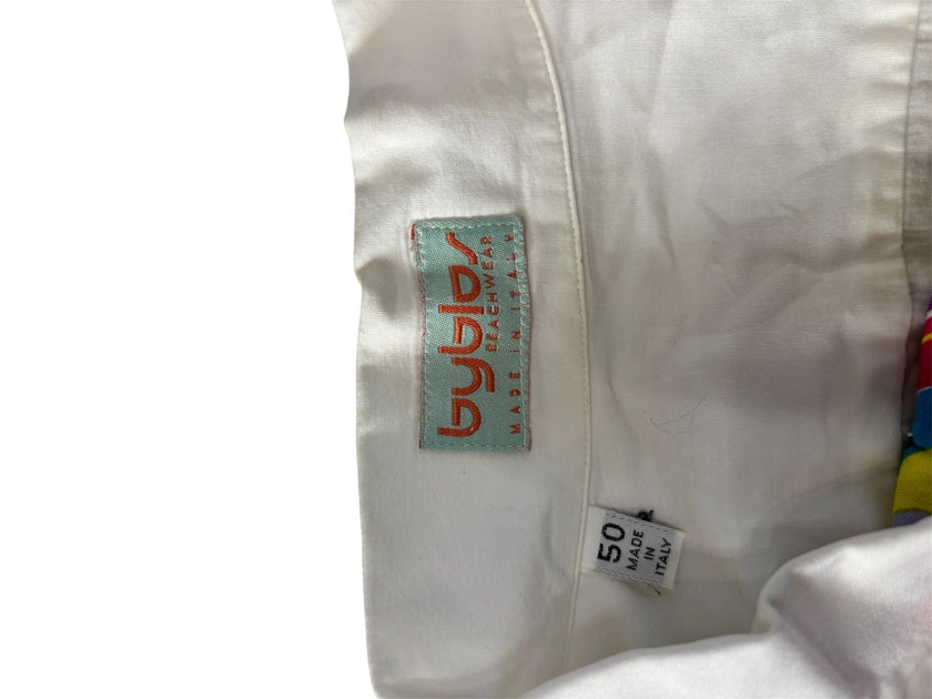 Camicia mezza manica con fantasia astratta e scritta laterale BYBLOS