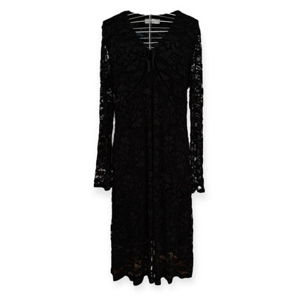 Abito lungo in pizzo con motivi floreali e scollo a v BASILE