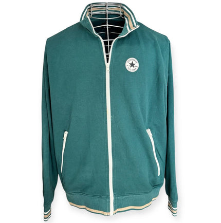 Felpa con zip bordi e logo a contrasto