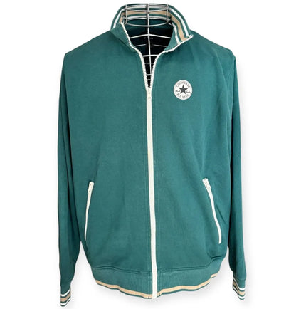 Felpa con zip bordi e logo a contrasto