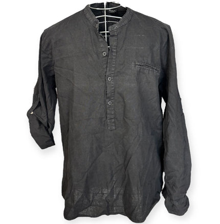 Camicia con colletto alla coreana con chiusura henley