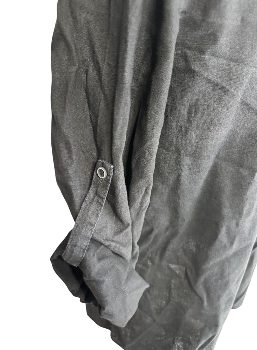 Camicia con colletto alla coreana con chiusura henley