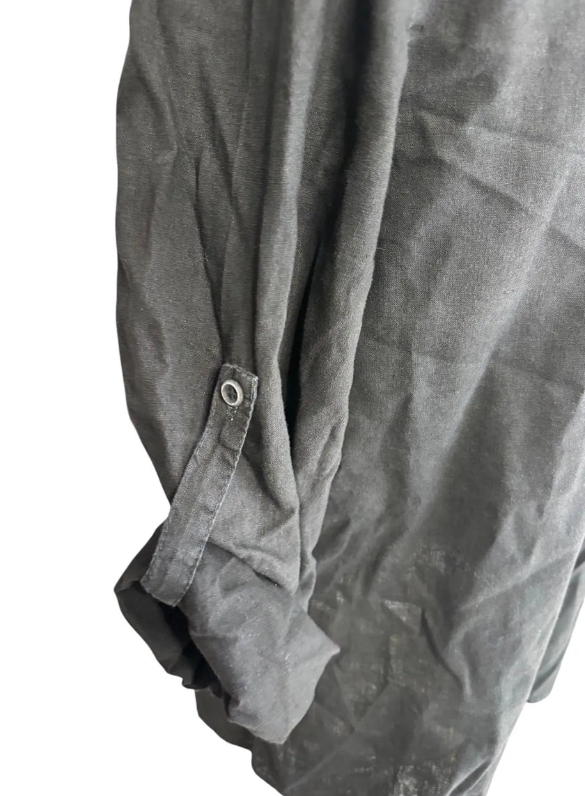 Camicia con colletto alla coreana con chiusura henley