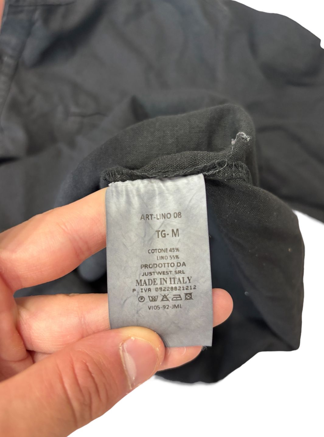 Camicia con colletto alla coreana con chiusura henley