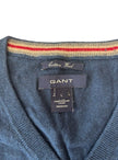 Maglia scollo a V con polsini e orlo a costine e logo GANT