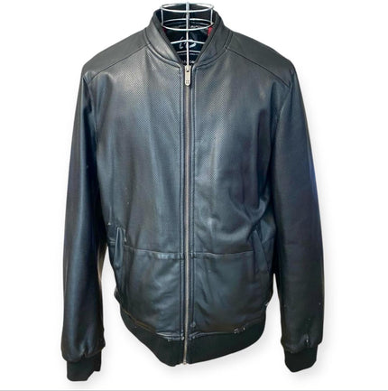 Giacca bomber texture perforata con chiusura zip e colletto a fascia