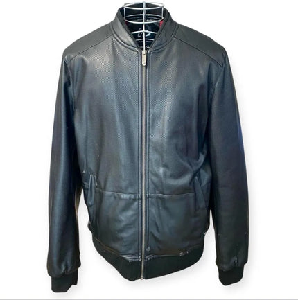 Giacca bomber texture perforata con chiusura zip e colletto a fascia
