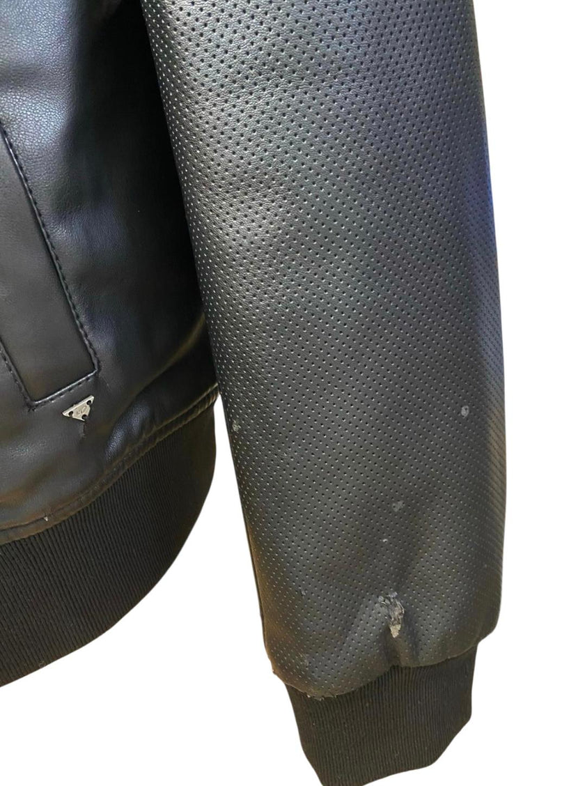 Giacca bomber texture perforata con chiusura zip e colletto a fascia