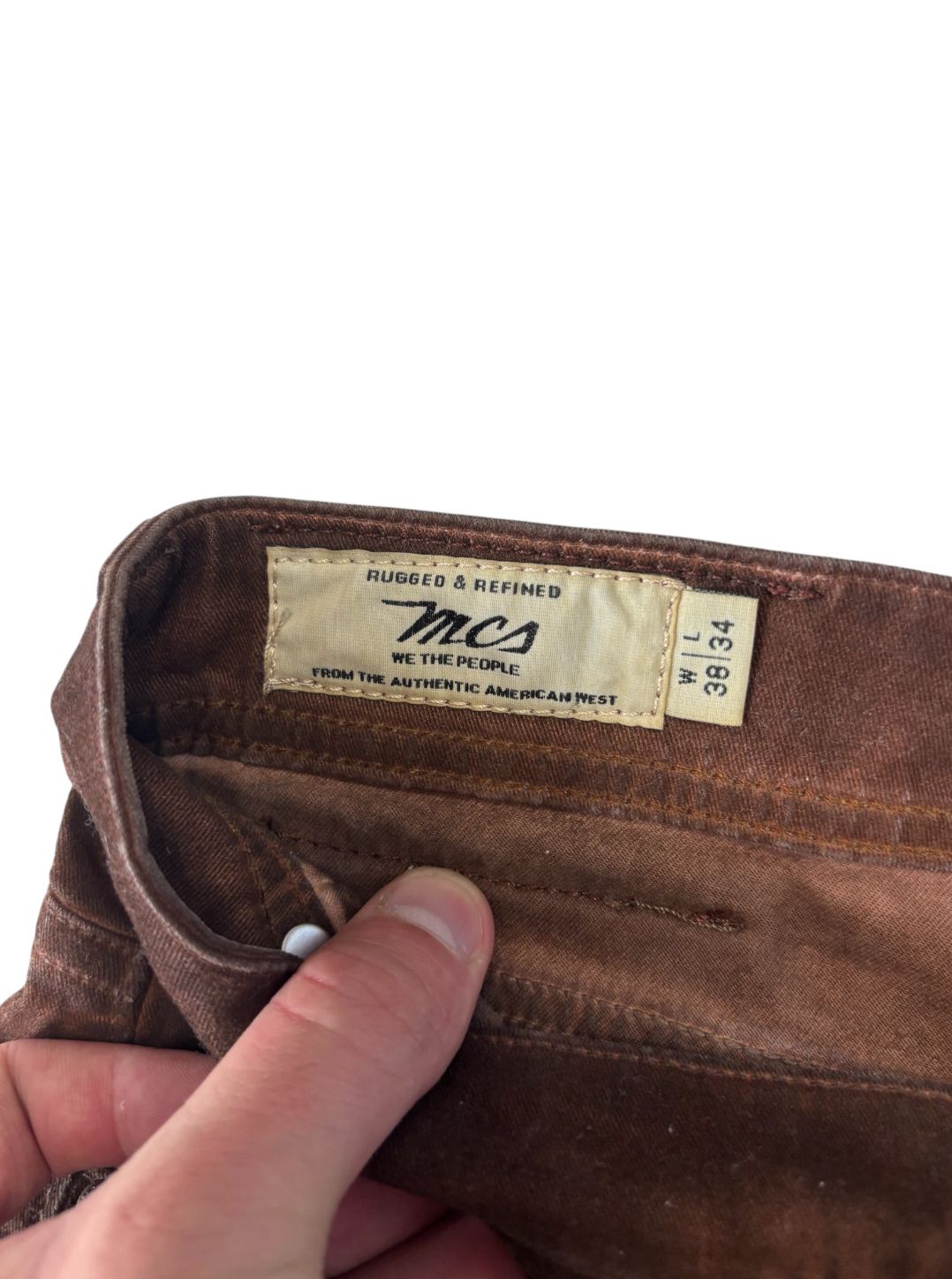 Pantalone effetto vintage con cuciture a contrasto MCS