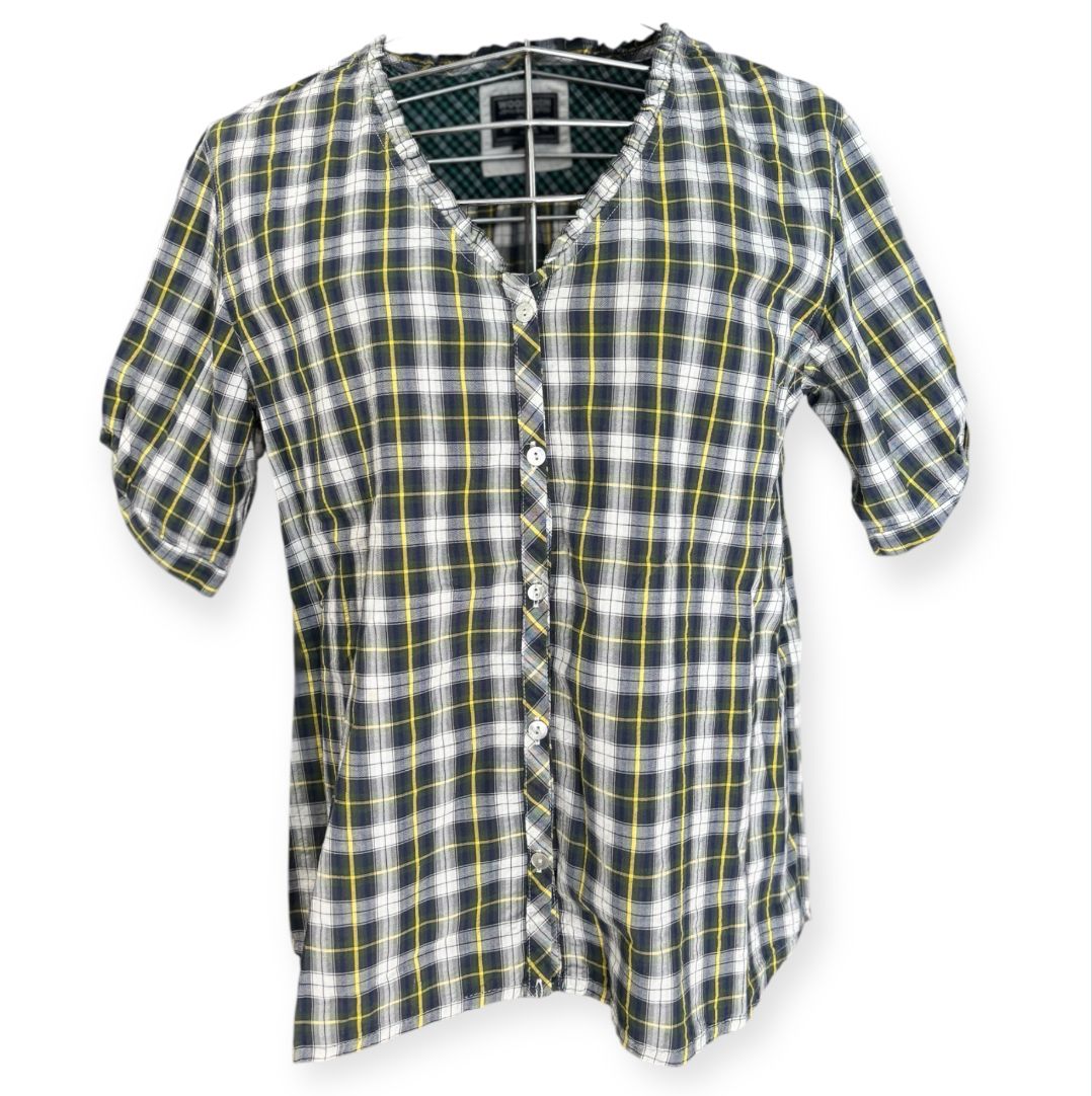 Camicia scollo a v a mezza manica con fantasia a quadretti WOOLRICH