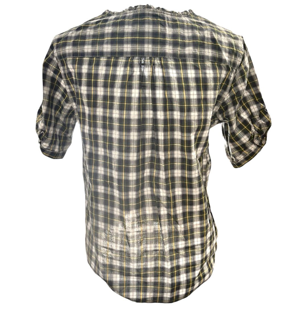 Camicia scollo a v a mezza manica con fantasia a quadretti WOOLRICH