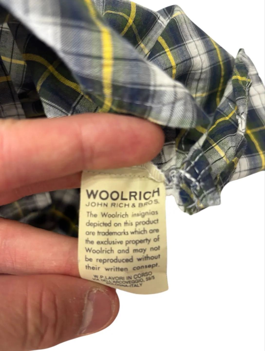 Camicia scollo a v a mezza manica con fantasia a quadretti WOOLRICH