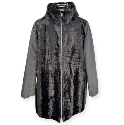 Giacca lunga doppio tessuto con collo alto