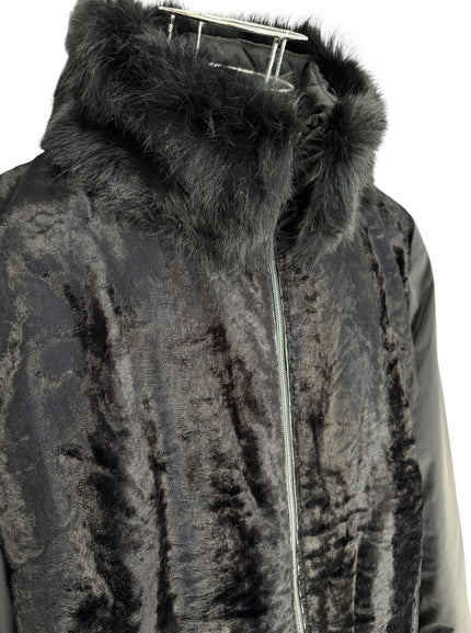 Giacca lunga doppio tessuto con collo alto