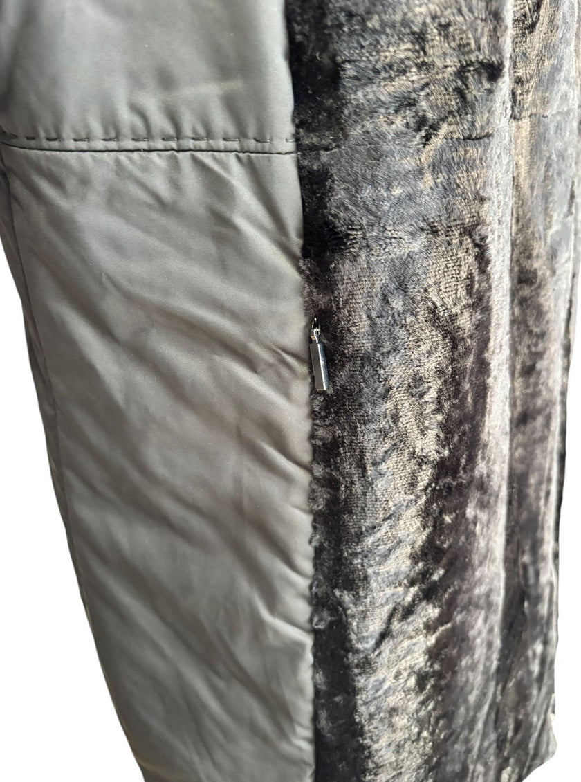 Giacca lunga doppio tessuto con collo alto