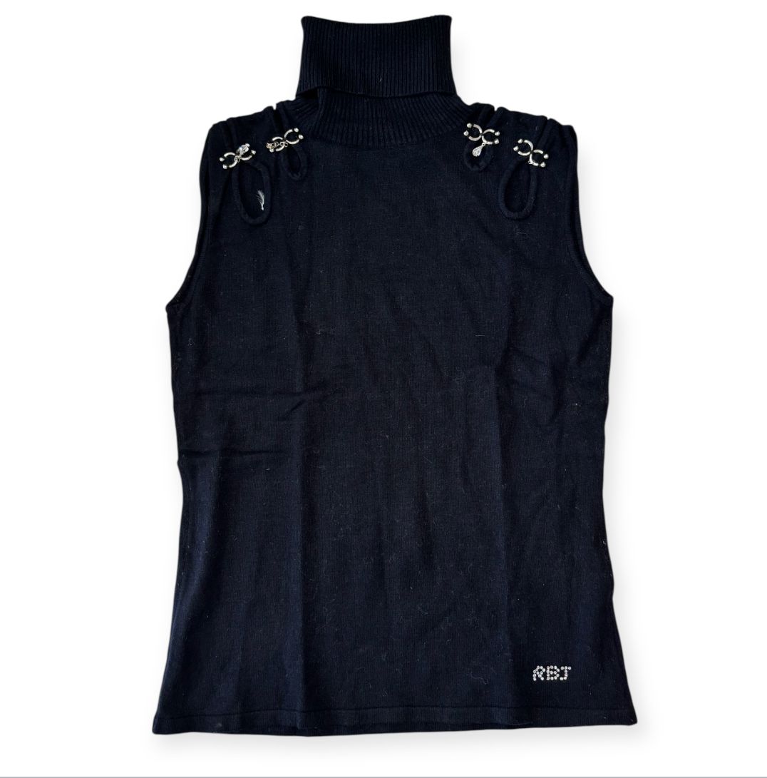 Maglia dolcevita giromaniche con micro dettagli strass