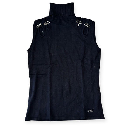 Maglia dolcevita giromaniche con micro dettagli strass