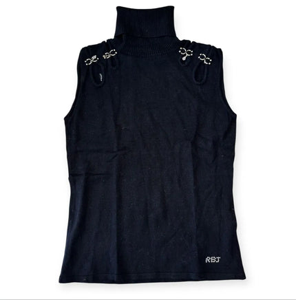Maglia dolcevita giromaniche con micro dettagli strass