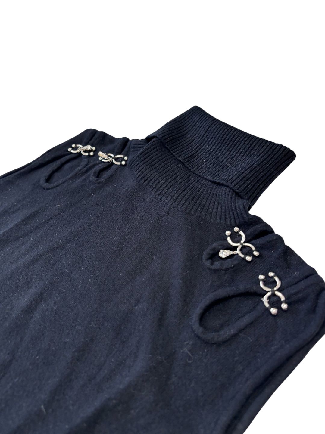 Maglia dolcevita giromaniche con micro dettagli strass