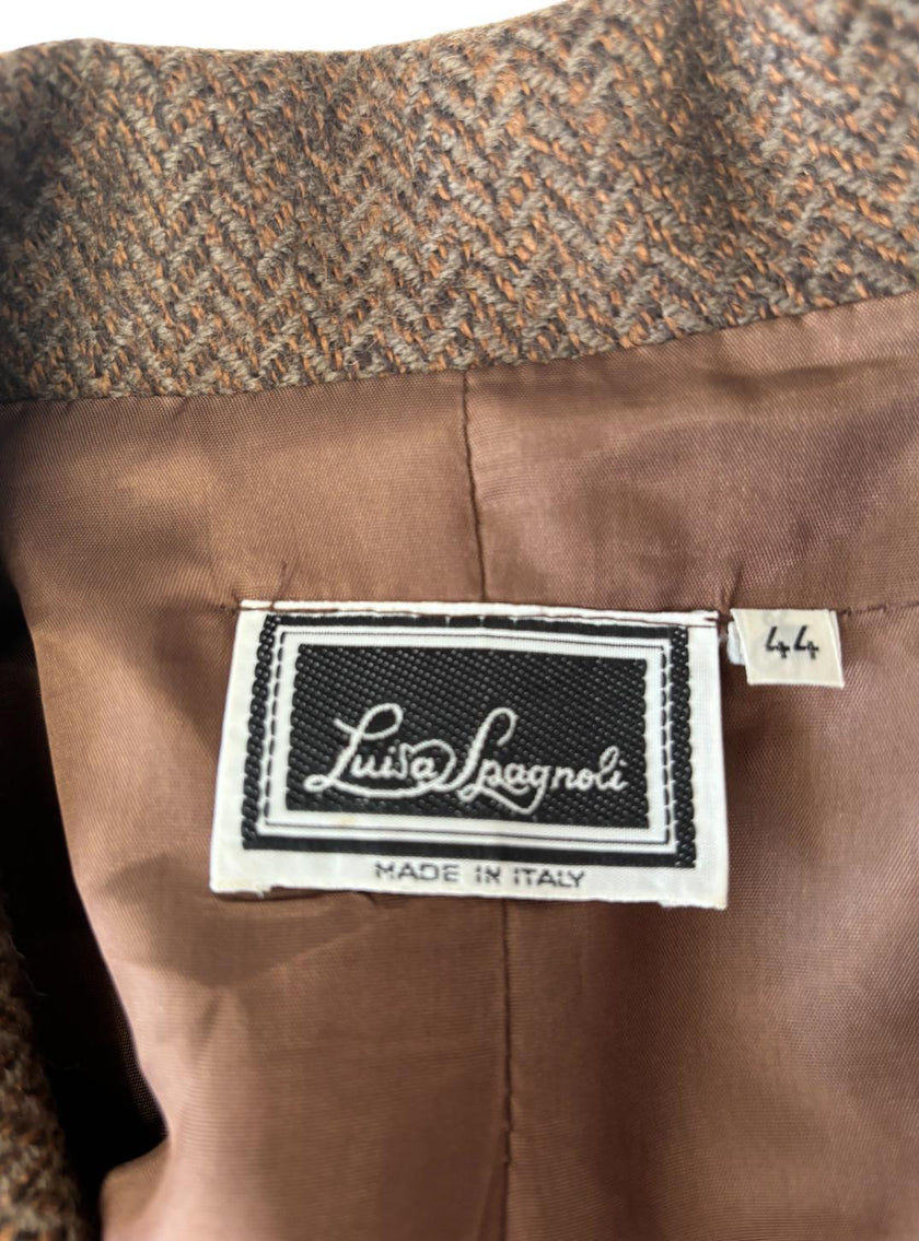 Giacca 2bottoni con trama spina di pesce e rever a punta LUISA SPAGNOLI