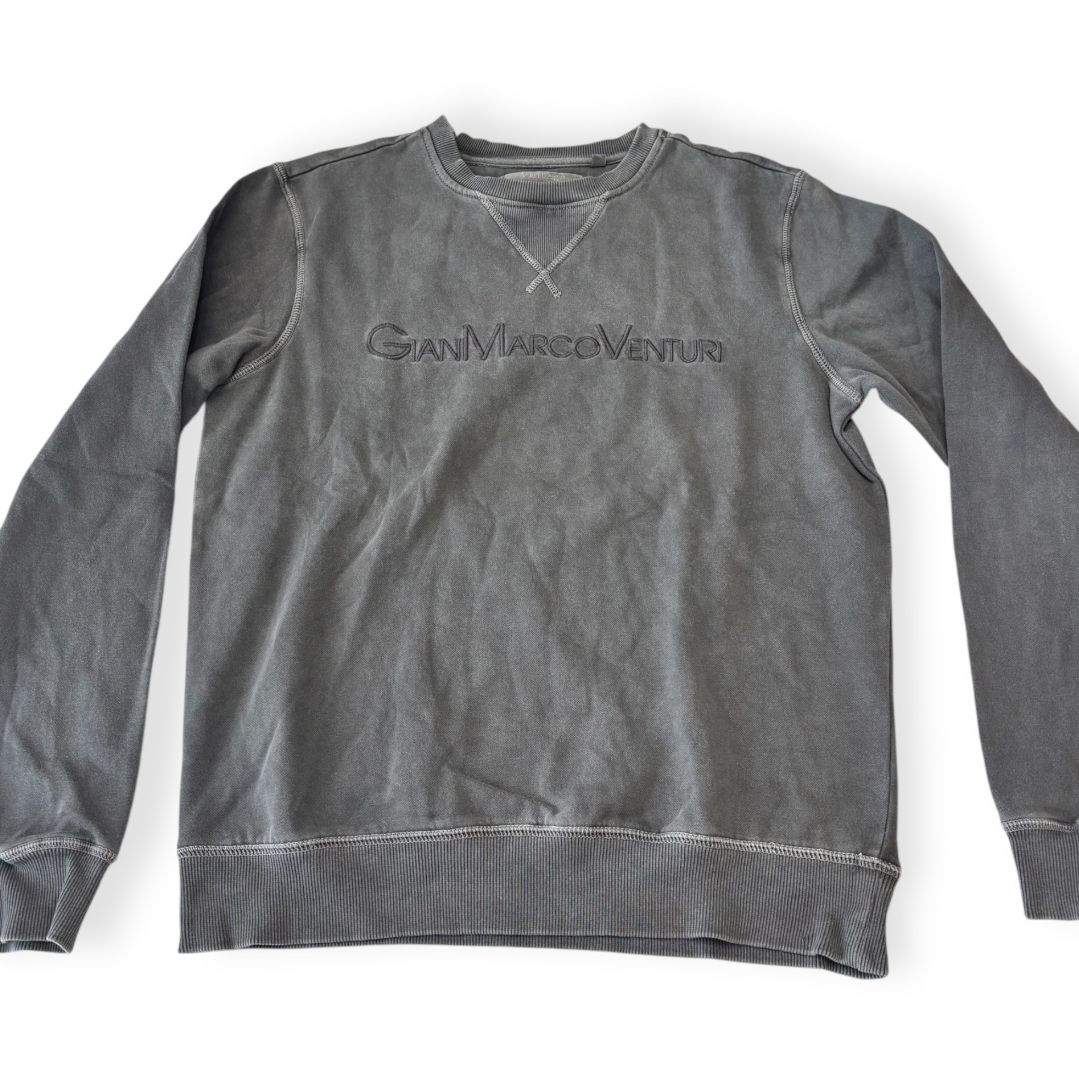 Felpa girocollo effetto lavato con cuciture a contrasto e logo GIANMARCO VENTURI