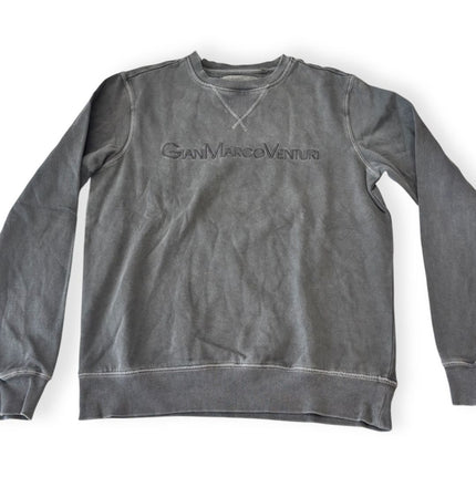 Felpa girocollo effetto lavato con cuciture a contrasto e logo GIANMARCO VENTURI