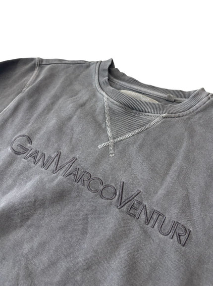 Felpa girocollo effetto lavato con cuciture a contrasto e logo GIANMARCO VENTURI