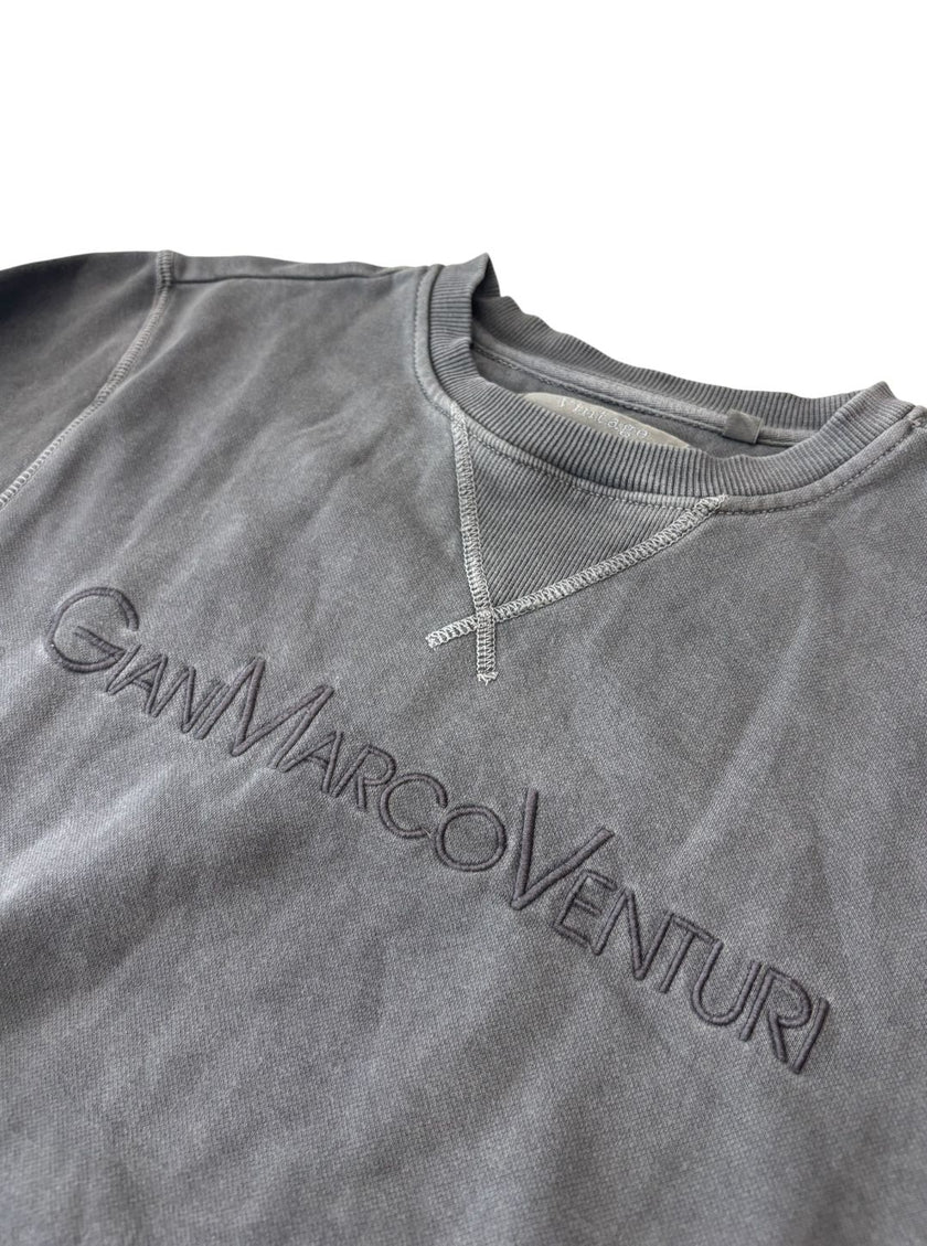 Felpa girocollo effetto lavato con cuciture a contrasto e logo GIANMARCO VENTURI