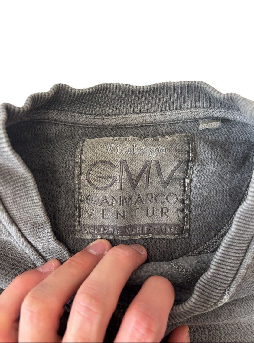 Felpa girocollo effetto lavato con cuciture a contrasto e logo GIANMARCO VENTURI