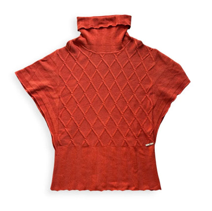 Maglia dolcevita maniche corte in maglia lavorata con motivo a rombi TWINSET ACTITUDE