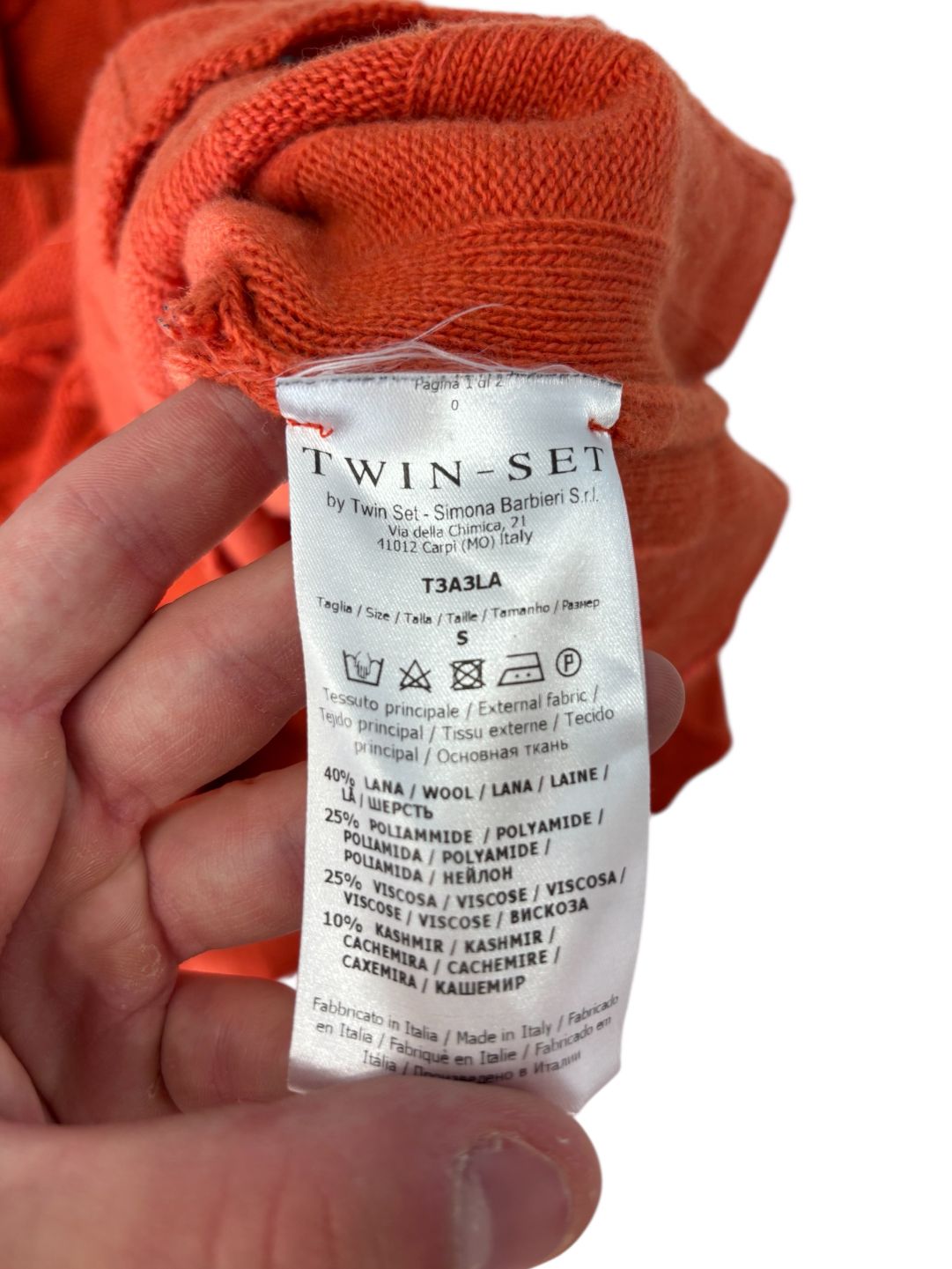 Maglia dolcevita maniche corte in maglia lavorata con motivo a rombi TWINSET ACTITUDE