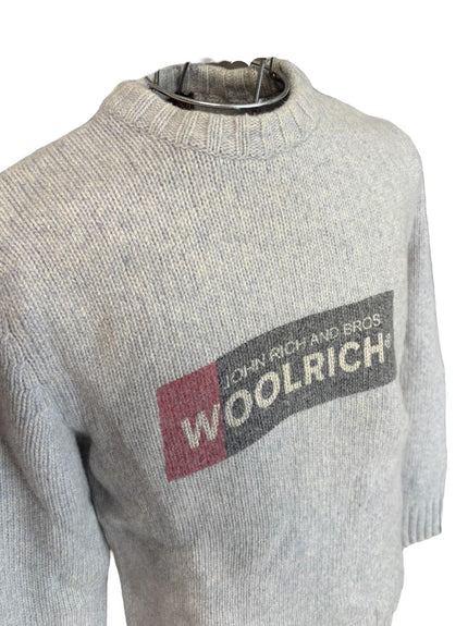 Maglione con girocollo e bordi a costine con logo