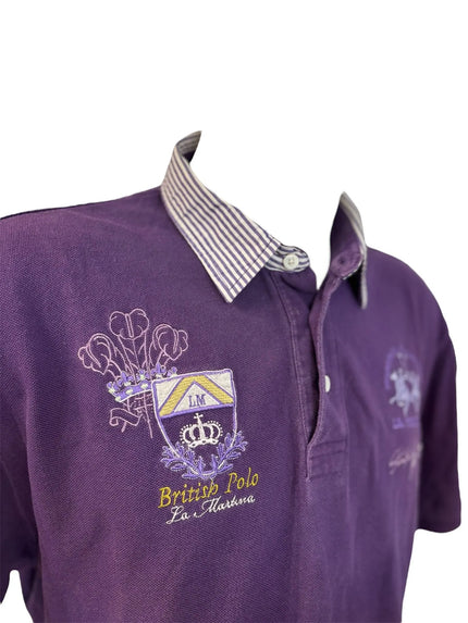 Polo con colletto a righe e logo LA MARTINA