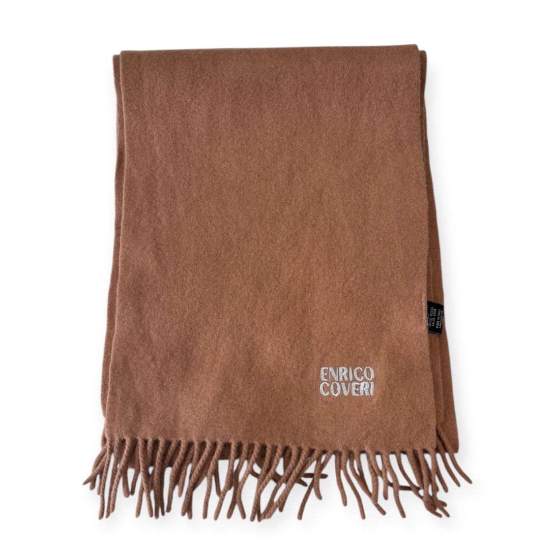 Sciarpa tinta unita in lana con logo ricamato ENRICO COVERI