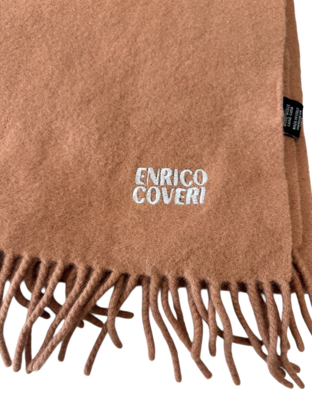 Sciarpa tinta unita in lana con logo ricamato ENRICO COVERI