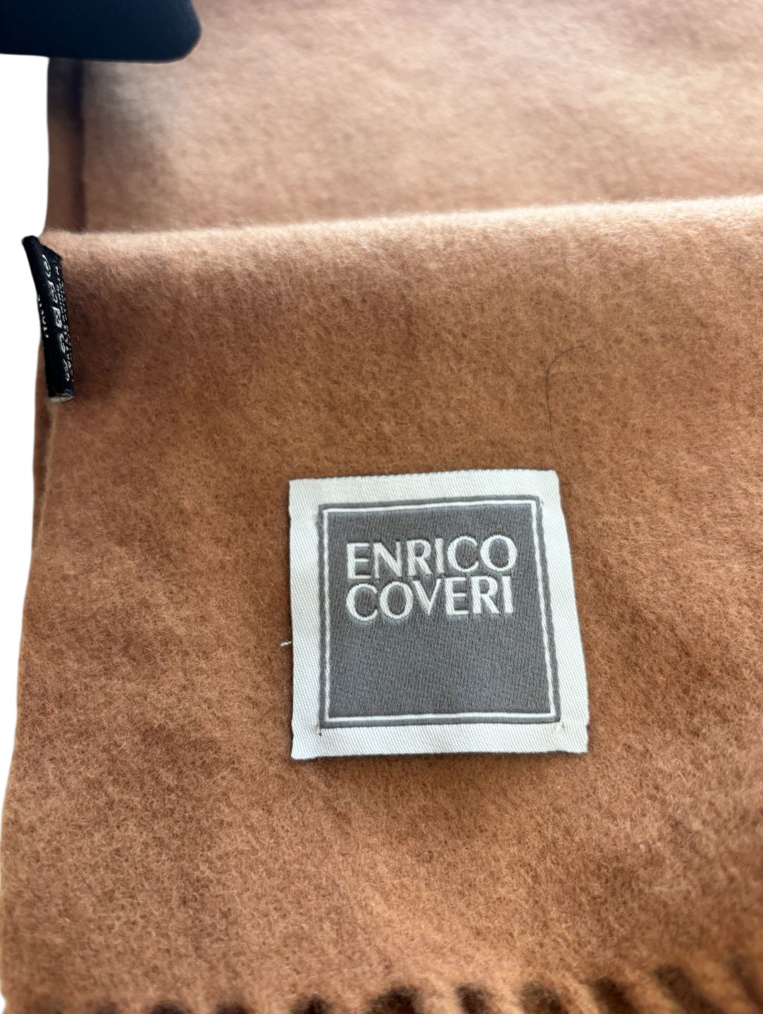 Sciarpa tinta unita in lana con logo ricamato ENRICO COVERI