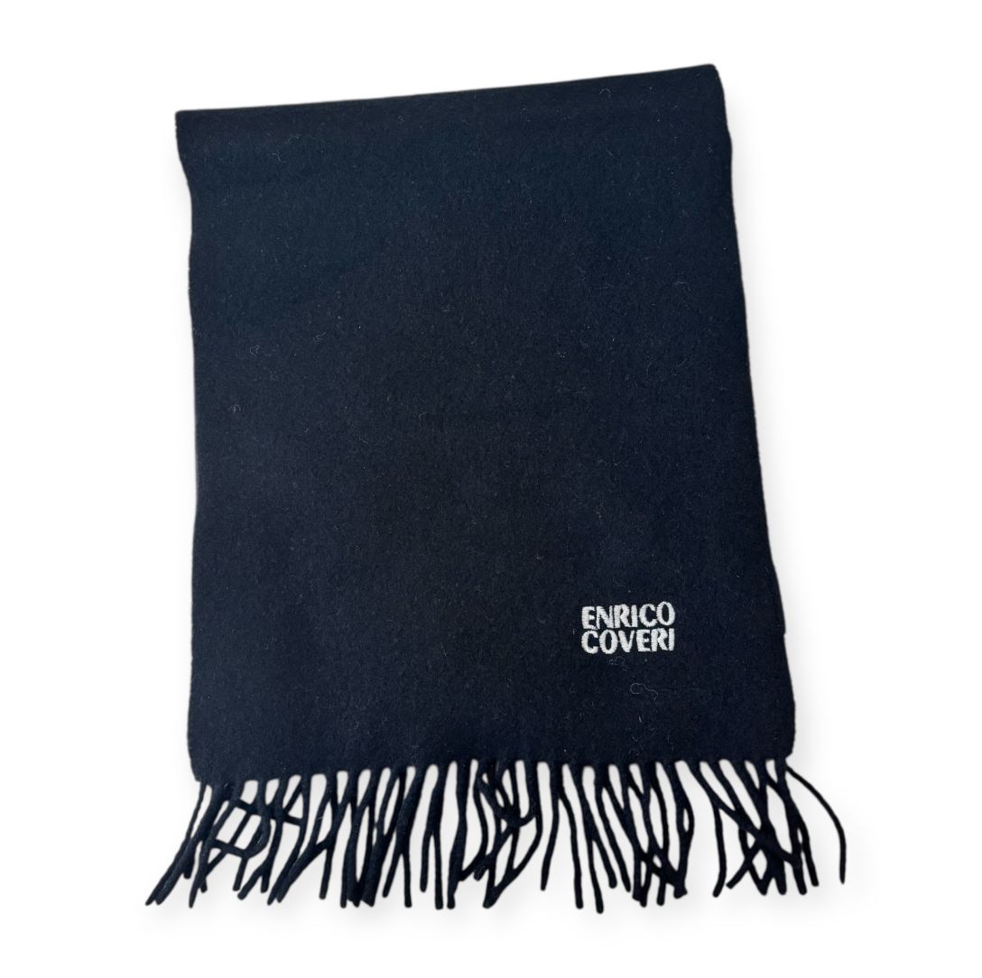 Sciarpa tinta unita in lana con logo ricamato ENRICO COVERI