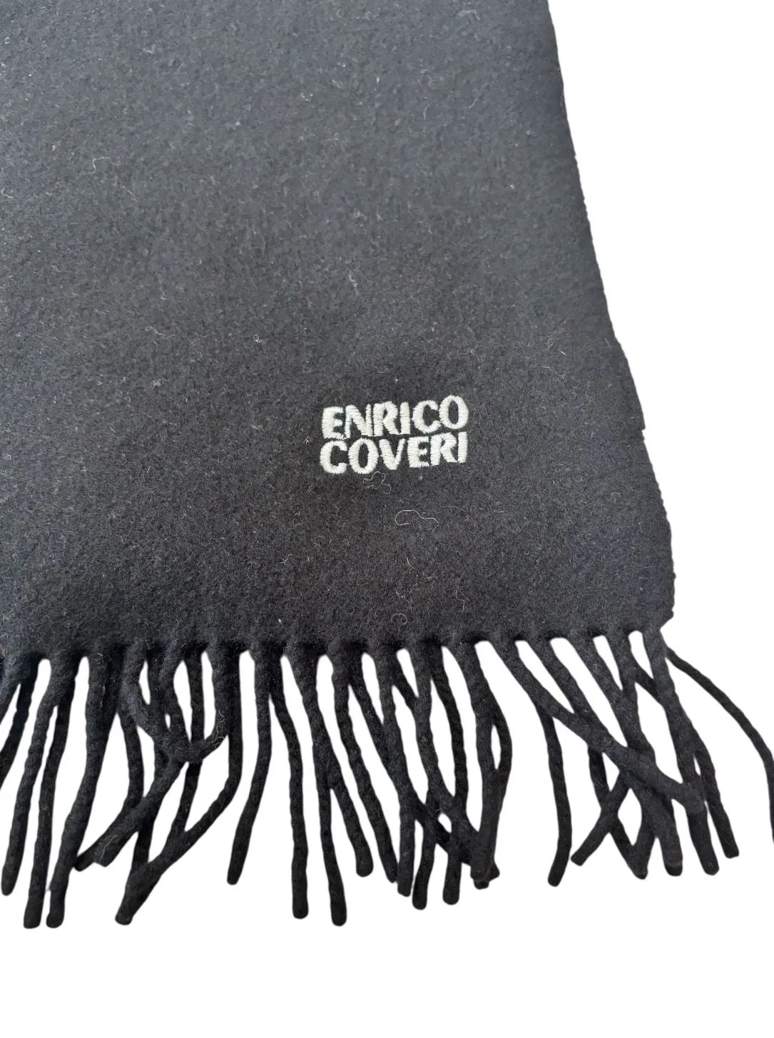 Sciarpa tinta unita in lana con logo ricamato ENRICO COVERI