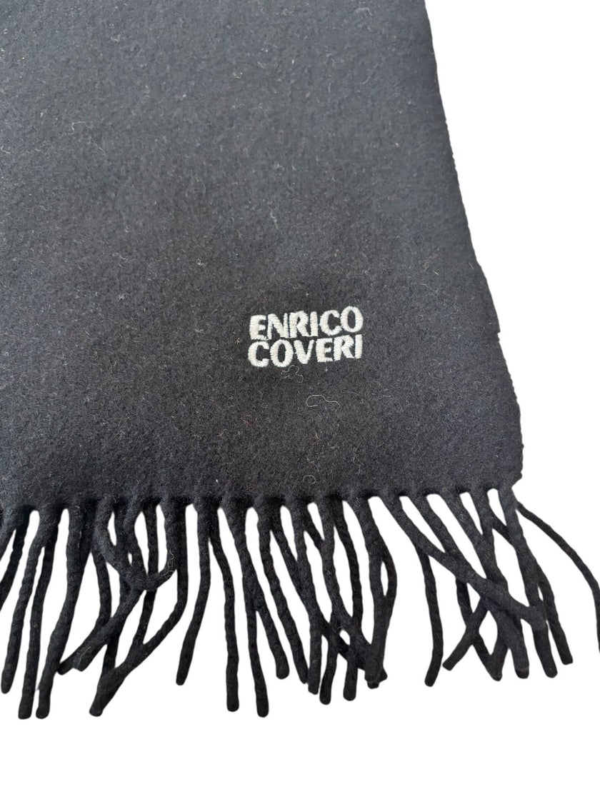 Sciarpa tinta unita in lana con logo ricamato ENRICO COVERI