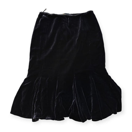 Gonna in velluto con balza al fondo