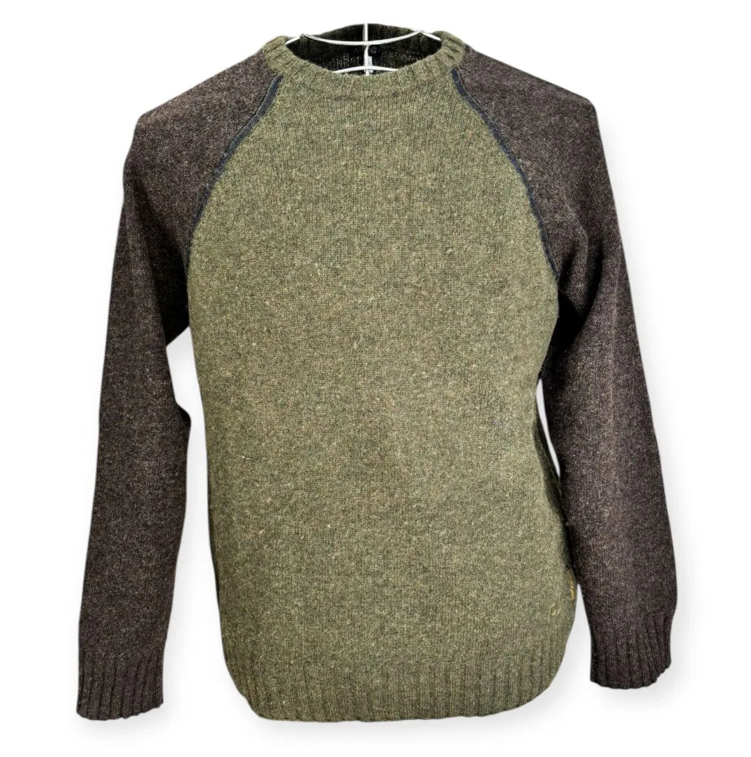 Maglione bicolore con girocollo e bordo a costine