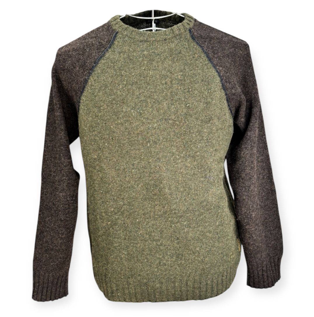 Maglione bicolore con girocollo e bordo a costine