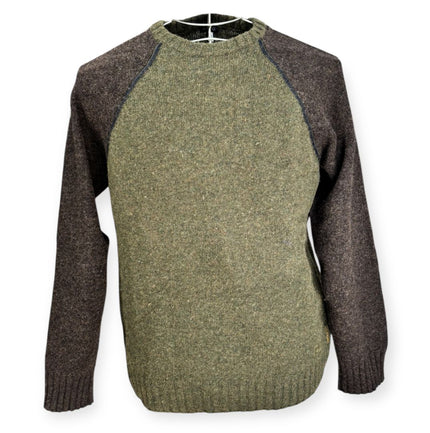 Maglione bicolore con girocollo e bordo a costine