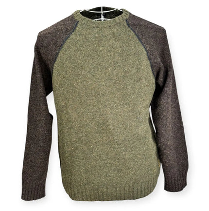Maglione bicolore con girocollo e bordo a costine