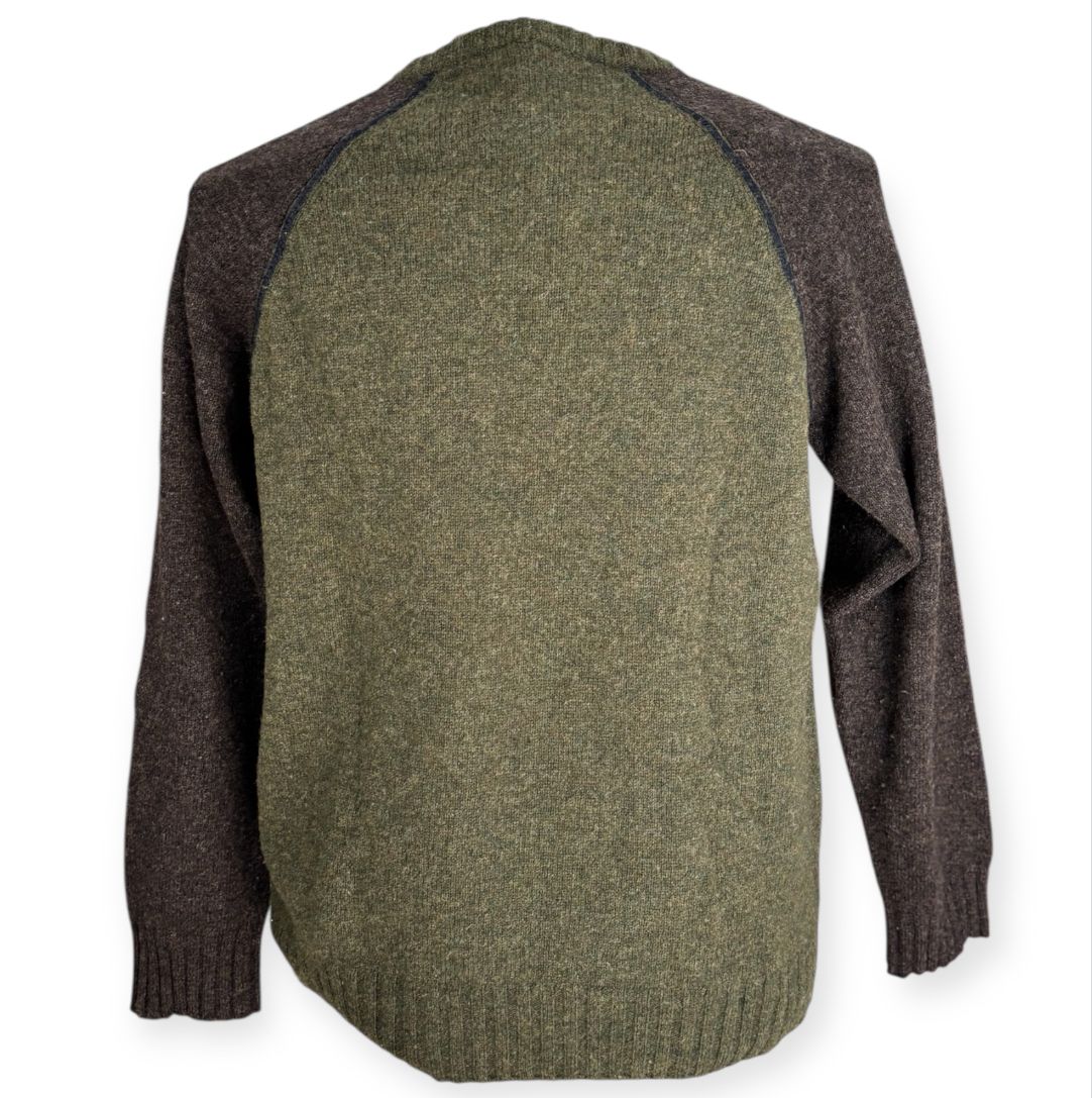 Maglione bicolore con girocollo e bordo a costine