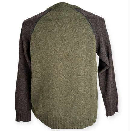 Maglione bicolore con girocollo e bordo a costine