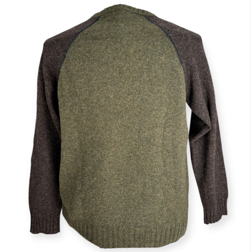 Maglione bicolore con girocollo e bordo a costine